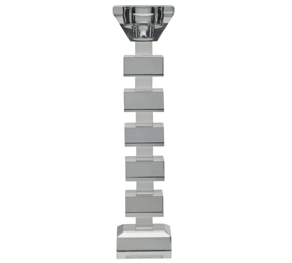 Krystal lysestage, Smoke - H24,8 cm.